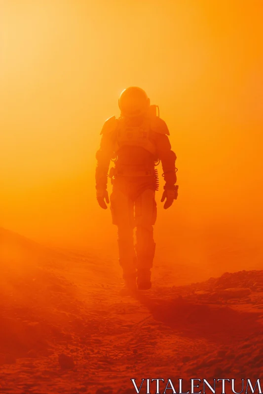 Space Explorer Amidst Orange Dust