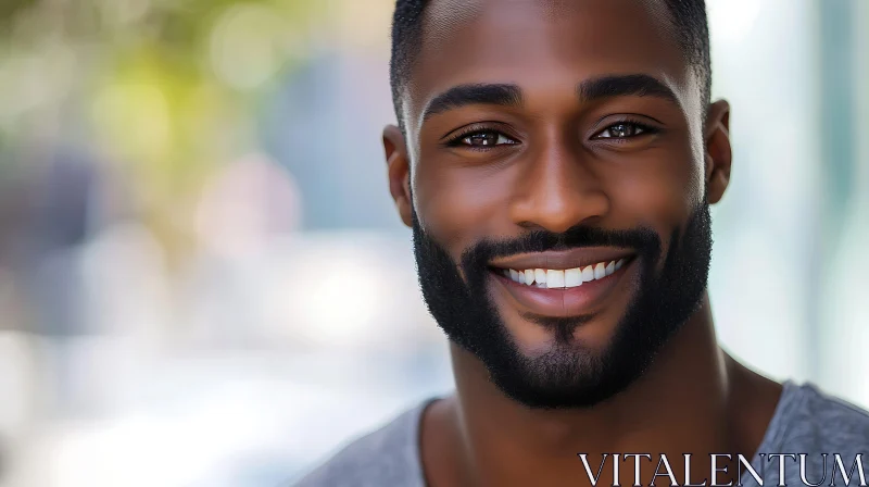 Happy Man with Beard in Natural Light AI Image