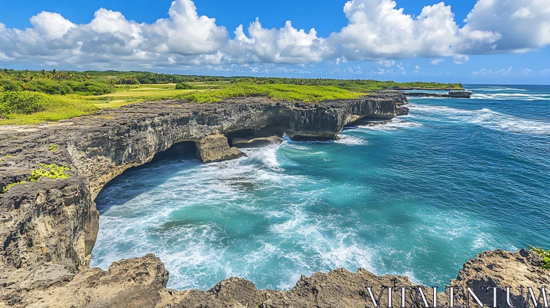 Dramatic Cliffs and Blue Ocean AI Image