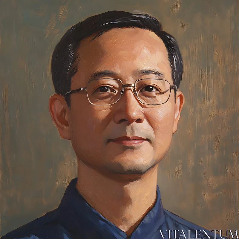 Serene Portrait of a Man in Glasses AI Image