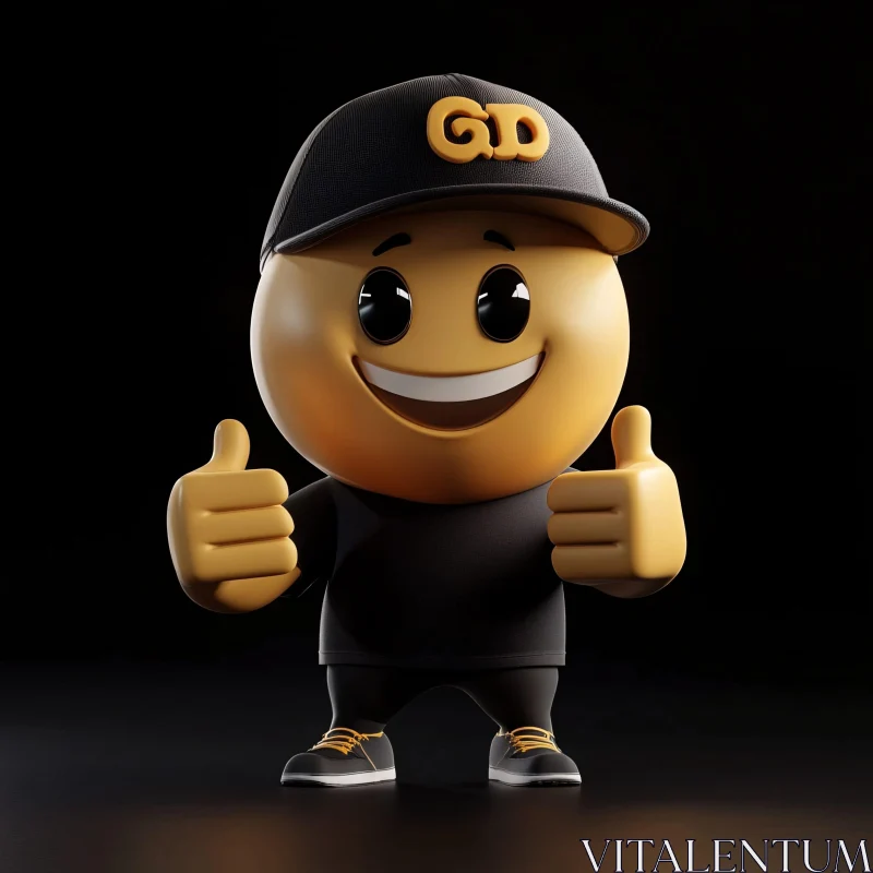 Joyful 3D Emoji with Cap and Thumbs Up AI Image