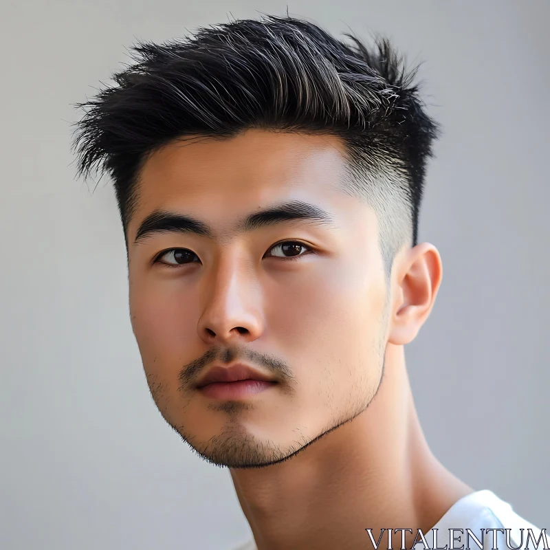 Young Man Portrait with Stylish Haircut AI Image