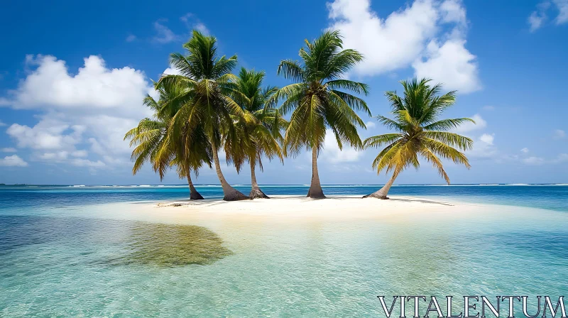 Serene Tropical Beach with Palm Trees AI Image