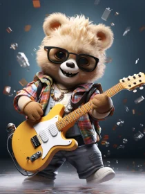 Playful Cartoon Bear with Guitar