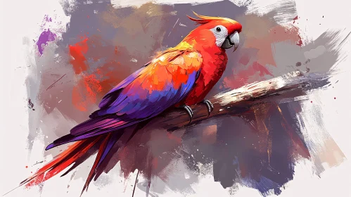 Colorful Parrot Painting Perched Elegance