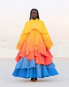 Colorful Pleated Dress Elegance