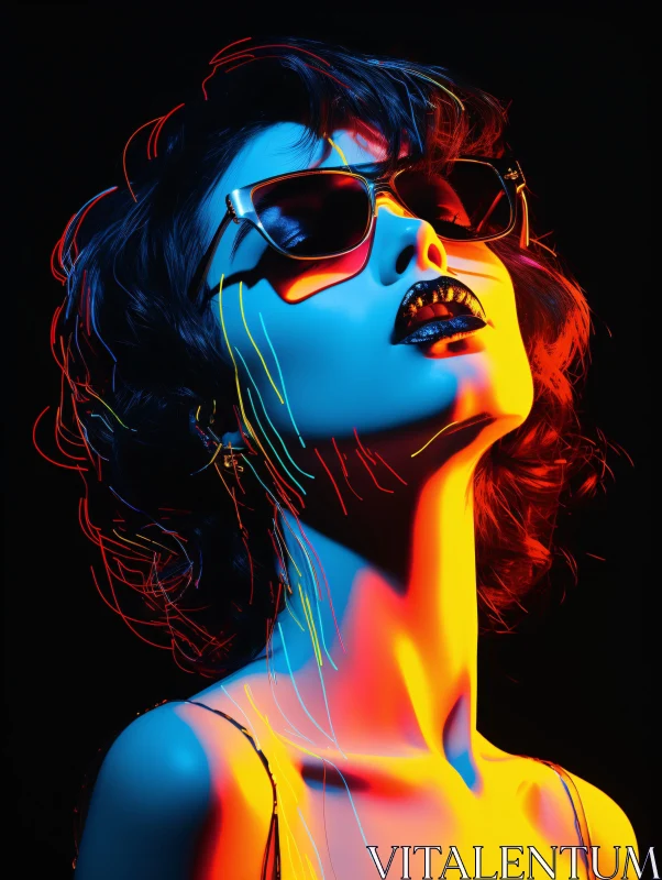 Colorful Neon Portrait AI Image