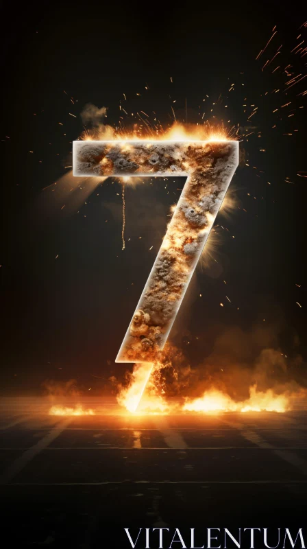 Fiery Concept of Number 7 AI Image