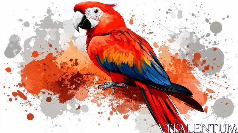 Colorful Parrot in Abstract Art AI Image