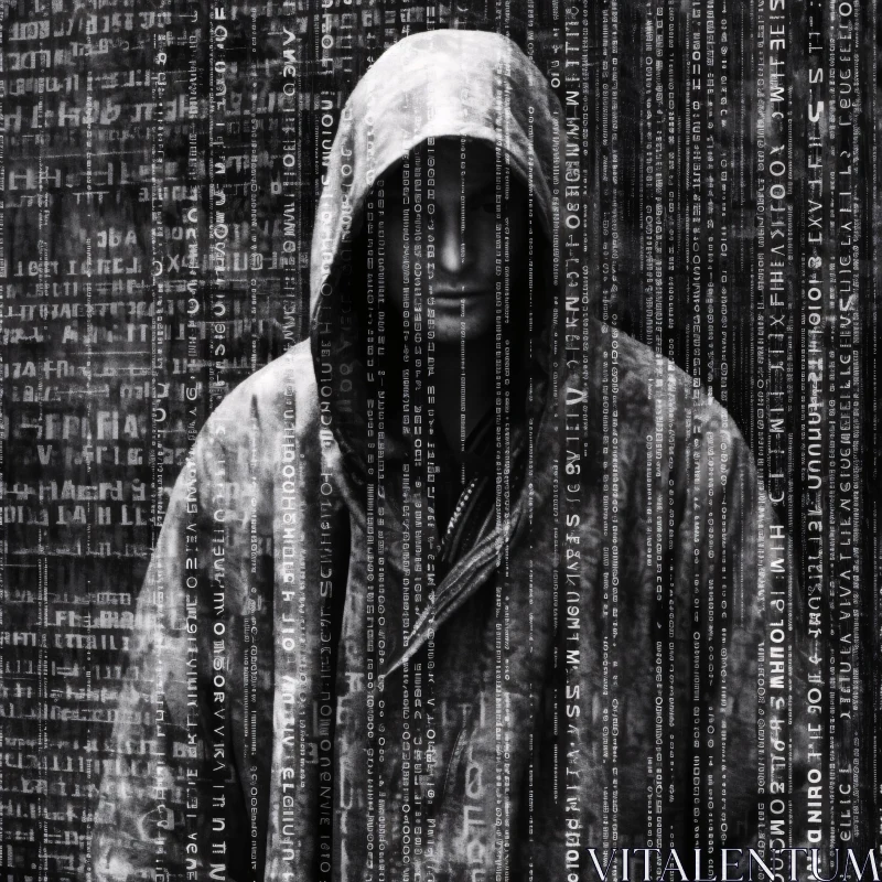 AI ART Hooded Enigma in the Matrix