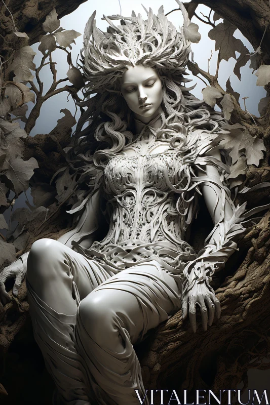 AI ART Mystical Forest Sculpture Woman