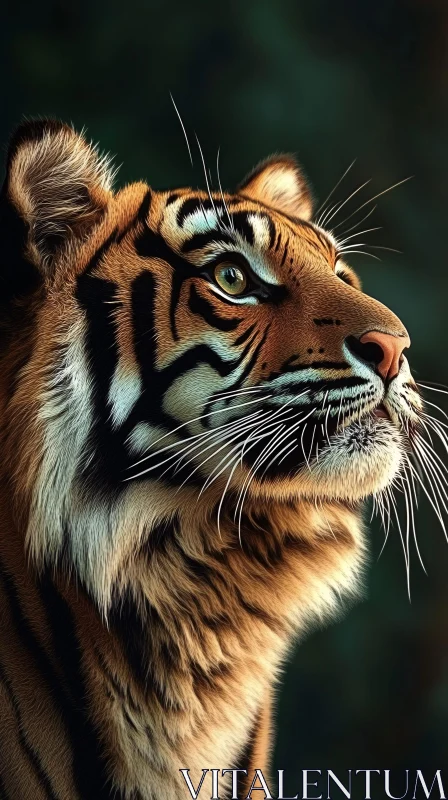 Intense Gaze of a Tiger in Nature AI Image