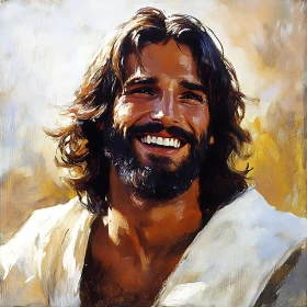 Radiant Smile of a Bearded Man in Oil