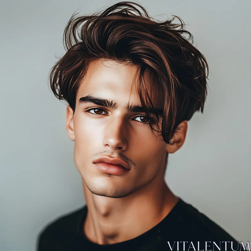 Expressive Male Portrait with Modern Hairstyle AI Image