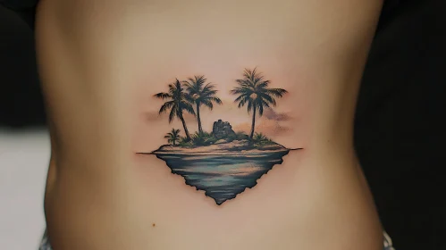 Tropical Landscape Body Art with Palms