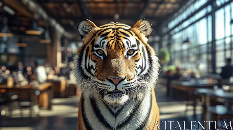 AI ART Tiger's Majestic Poise in Contemporary Architecture