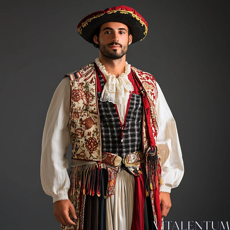 Elaborately Designed Traditional Outfit on a Man AI Image