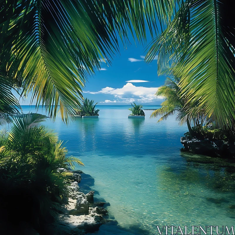 Idyllic Tropical Island Seascape AI Image