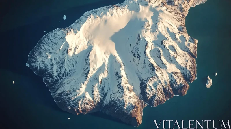 AI ART Snow-Capped Island from Above