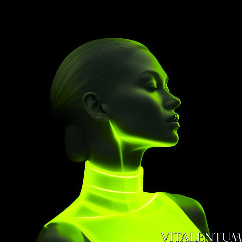 AI ART Glowing Green Silhouette