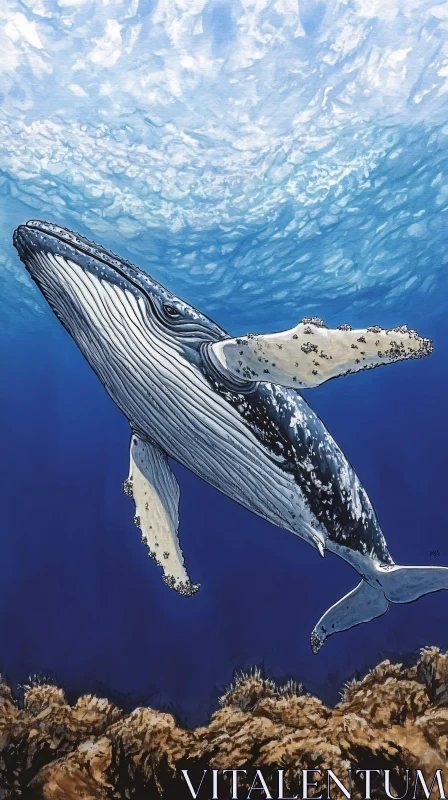 Whale Gliding Underwater AI Image