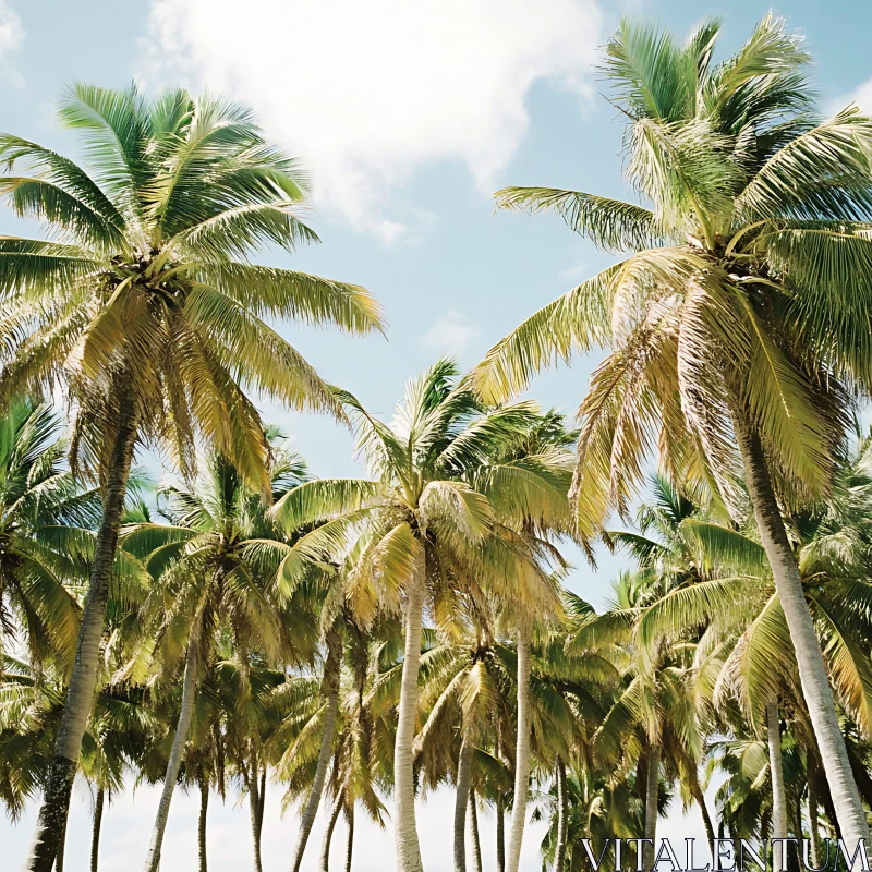 Serene Palm Grove in Tropical Setting AI Image