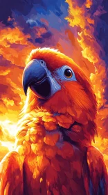 Parrot in Fiery Sky