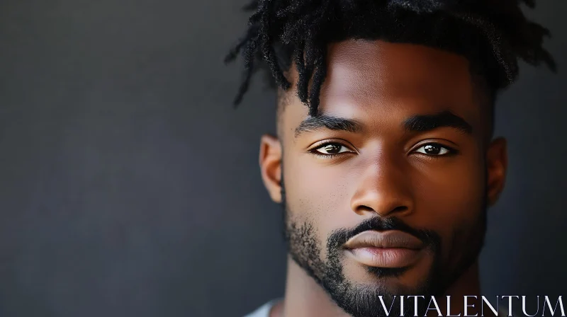 Thoughtful Man Portrait with Dreadlocks AI Image