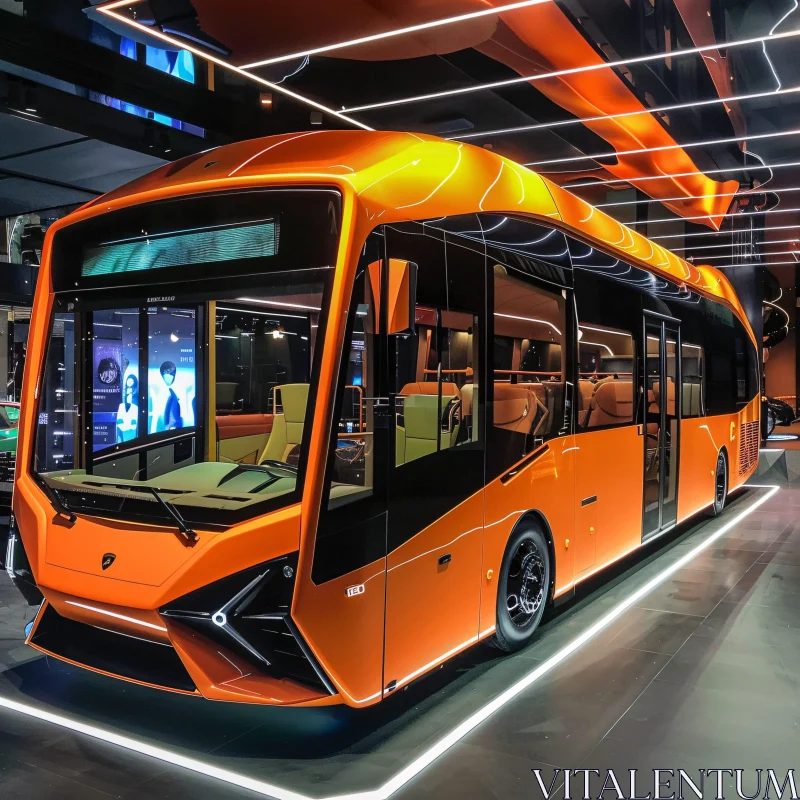 AI ART Futuristic Orange Bus Design Exhibition