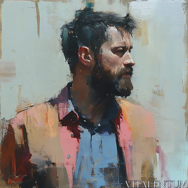 Colorful Abstract Bearded Man Portrait AI Image