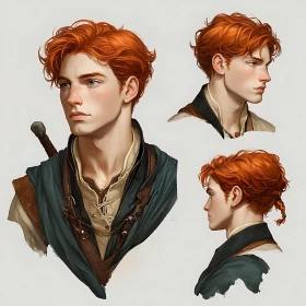 Fantasy Portrait of a Red-Haired Warrior