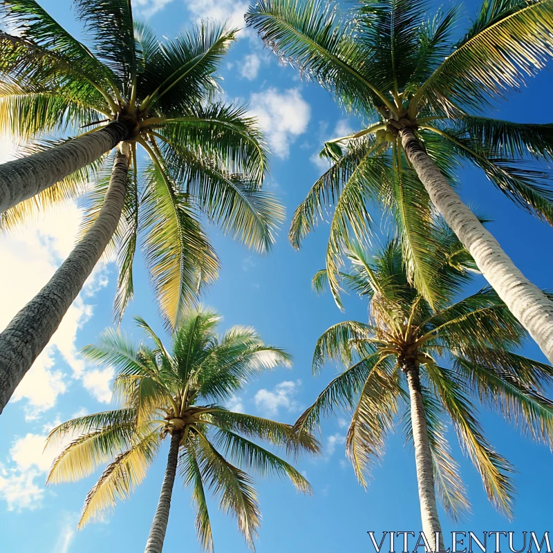 Tropical Palm Trees in Sunlight AI Image