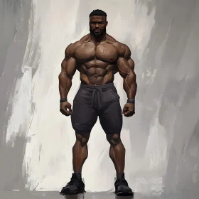 Chiseled Athlete in Digital Painting