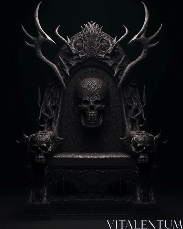 AI ART Gothic Skull-Adorned Dark Throne