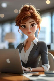 Office Scene with Animated Woman Character