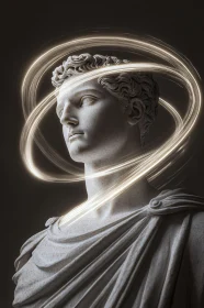 Marble Sculpture with Light Trails