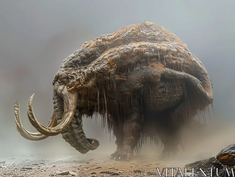 Prehistoric Beast Shrouded in Fog AI Image