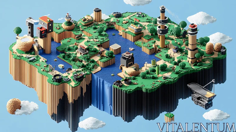 AI ART Floating Island in Pixel Art Style