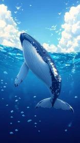 Graceful Blue Whale in Ocean Waters