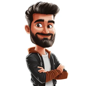 Confident Bearded Cartoon Man