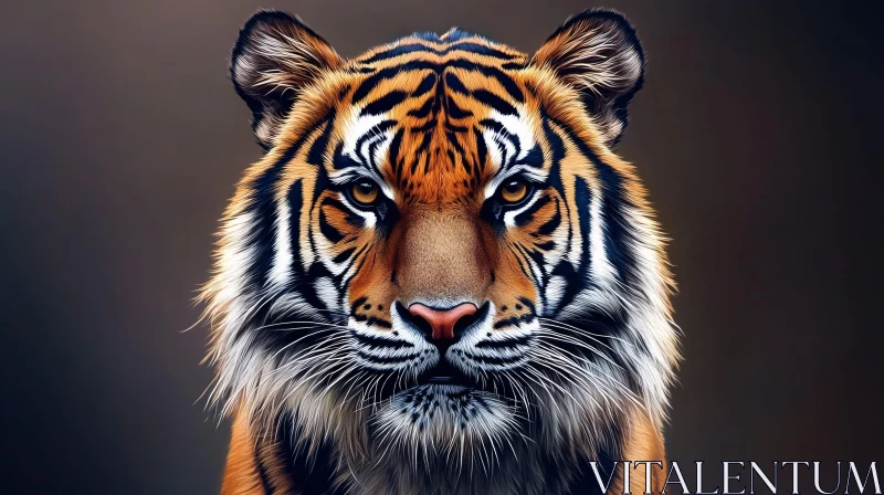 Tiger Close-Up with Intense Gaze AI Image