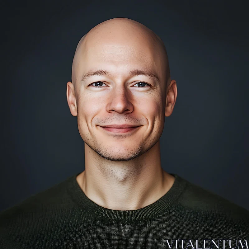 Friendly Bald Man Headshot AI Image