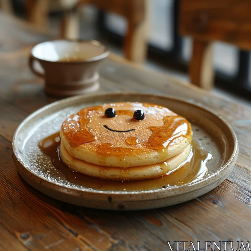 Happy Pancakes with Syrup Glaze AI Image