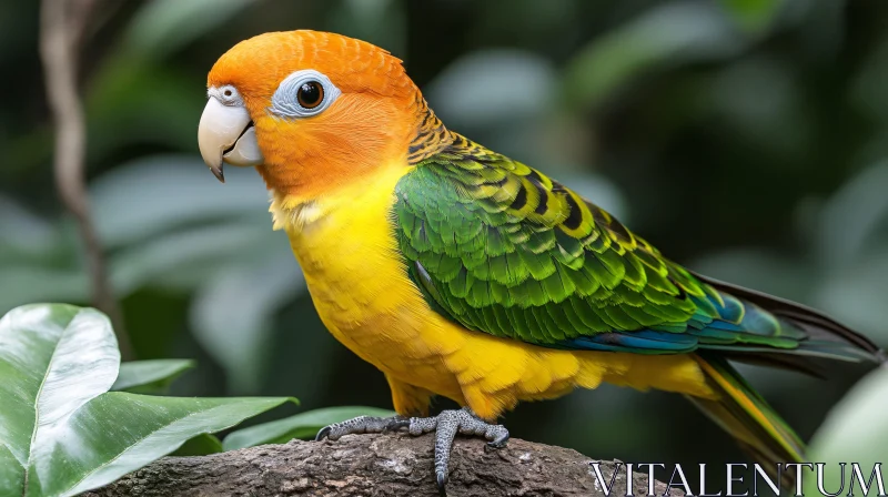 AI ART Colorful Bird Perched Outdoors