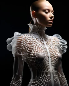 Futuristic Dress with Intricate Lattice Patterns