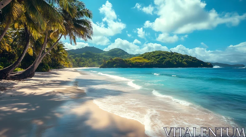 Idyllic Tropical Beach Paradise Scene AI Image