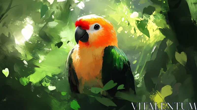 AI ART Colorful Parrot in Nature