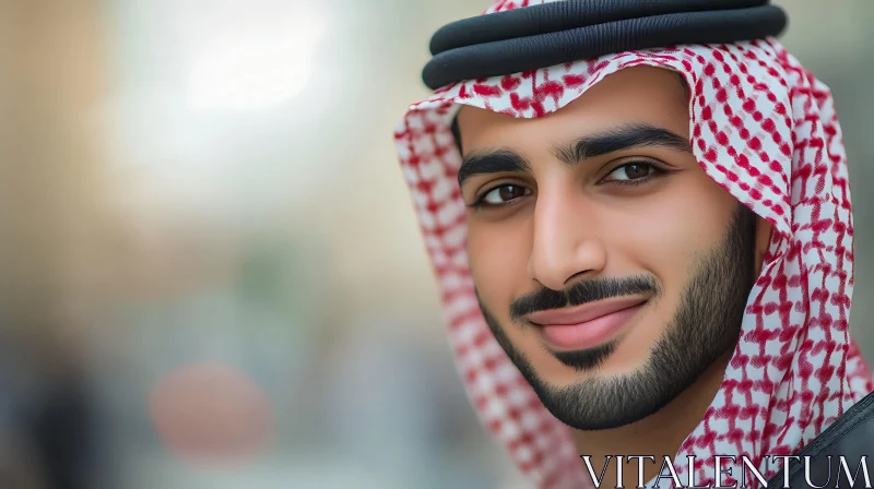 Smiling Man in Middle Eastern Attire Portrait AI Image