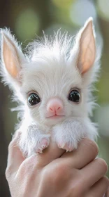 Fluffy White Animal in Hands