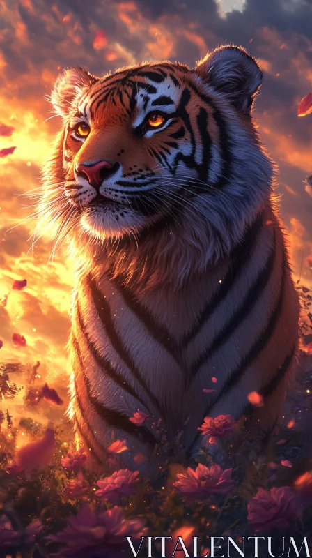 AI ART Tiger at Sunset